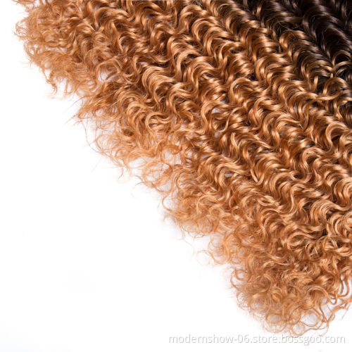 Tone Curly Wave 1b 4 27 Ombre Color Brazilian Virgin Cuticle Aligned Hair Bundles